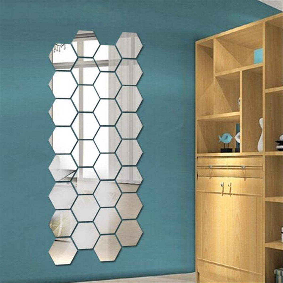 Hexagonal Mirror Acrylic Wall Sticker Background Wall Crystal Stereo Mirror Sticker