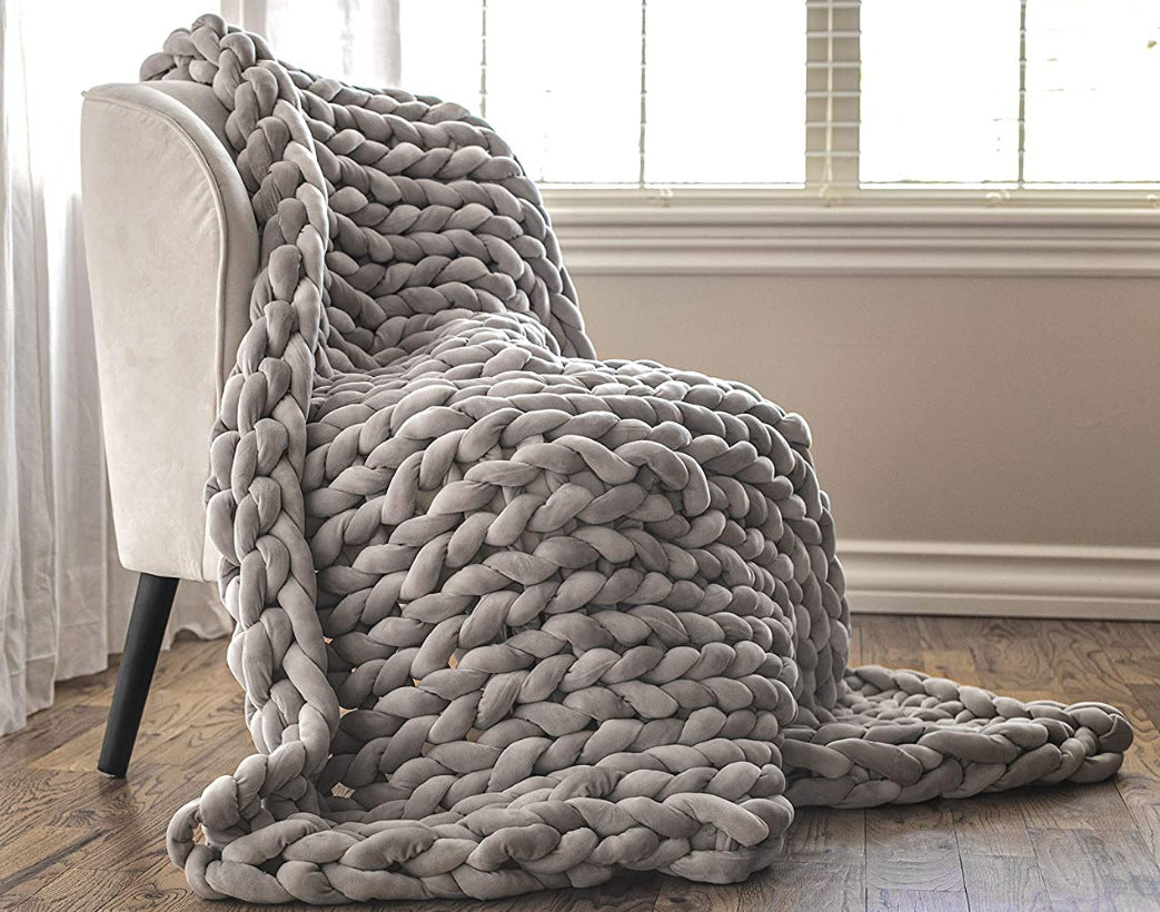 chunky cable knit throw blanket