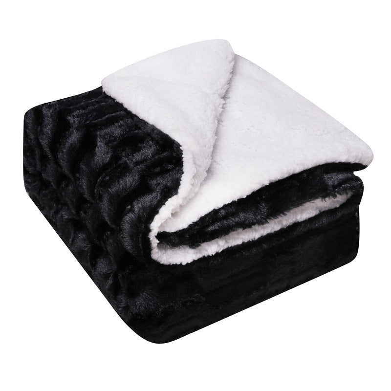 Thickened Flannel Lamb Wool Composite Double Blanket Leisure Blanket Gift Blanket